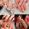 8 Sheets Fall Nail Art Stickers 3D Autumn Thanksgiving Nail Decals Turkey Pumpkins Squirrel Thanksgiving Nail Design Supplies Self-Adhesive Gold Maple Leaf Nail Stickers for Women DIY Holiday Manicure