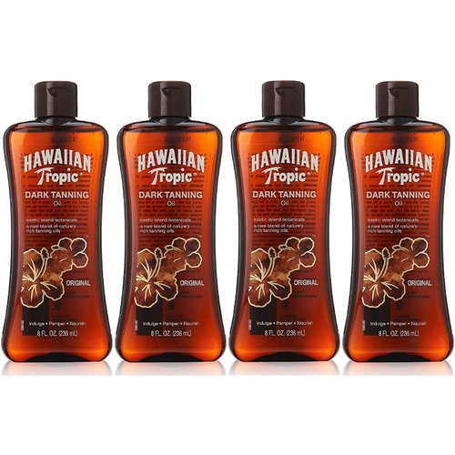 Hawaiian Tropic Dark Tanning Oil Original - 8 oz, Pack of 4