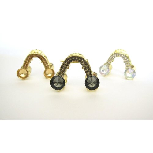 Generic Small shiny gold metal triangle arc hair claw clip with crystals (Primary color: Clear), 1 Count (Pack of 1)