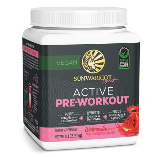 Pre Workout Powder Energy Drink Supplement | Clean Vegan Plant-Based Pre-Workout Supplement | Pump, Hydrate, Focus, Endurance & Strength Builder | Watermelon Flavored | 30 Servings | Active Preworkout