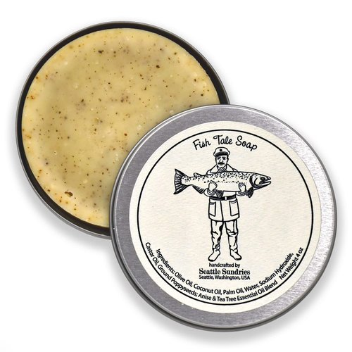 Anise & Tea Tree Soap, Fishing Gift for Men & Women - 1 (4oz) Natural Odor Fighting Hand Made Bar Soap in a Fun Gift Tin by Seattle Sundries
