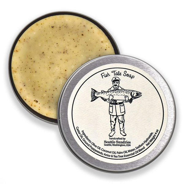 Anise & Tea Tree Soap, Fishing Gift for Men & Women - 1 (4oz) Natural Odor Fighting Hand Made Bar Soap in a Fun Gift Tin by Seattle Sundries