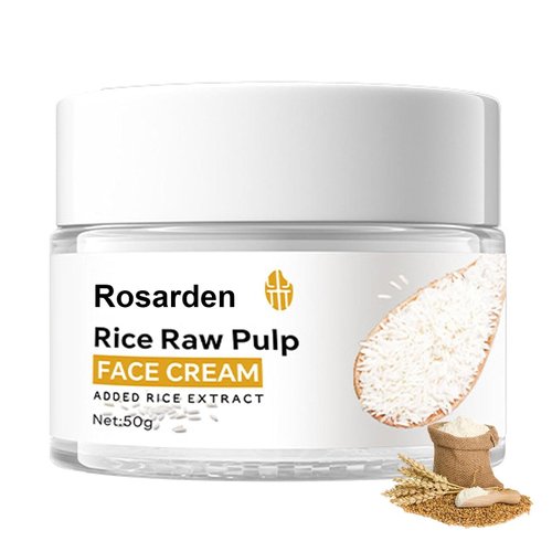 Rice Cream for Face, Rice Raw Pulp Face Cream, Rice Cream Moisturizer for Moisturizing Skin, Shrink Pores, Rice Extract Anti Aging Moisturizer, Smoth Fine Line, Restore Skin Elasticity