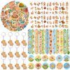 Lcnjscgo 98 PCS Capybara Party Favors, Capybara Temporary Tattoos, Slap Bracelets, Keychains, Stickers, and Badges for Kids Capybara Birthday Party Decorations and Classroom Rewards