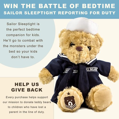 ZZZ Bears Military, Police and Fireman Teddy Bears Plush Toys to Honor, Protect and Cuddle at Bedtime (Navy Crackerjack Uniform)