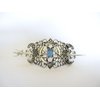 Generic Silver moon pentagram crescent metal blue stone hair slide stick clip barrette