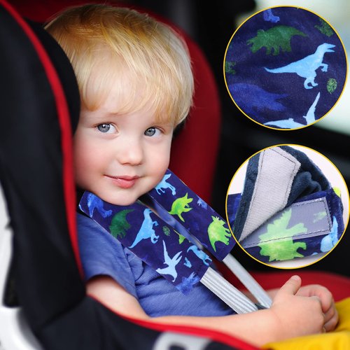 Baby Strap Cover, Stroller Strap Cover, Dinosaur Car Seat Strap Covers, Car Seat Straps Shoulder Pads, 2 Pack, Watercolor Pattern, for Baby Toddler Infant Boy Girl