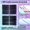 Lash Clusters Kit Fluffy Eyelash Extension Kit 100D 120D Mixed Lash Extension Kit D Curl Cluster Eyelash Extensions Kit 280 Pcs Thick Volume Eyelash Clusters Cat Eye Individual Lashes by Lanflower