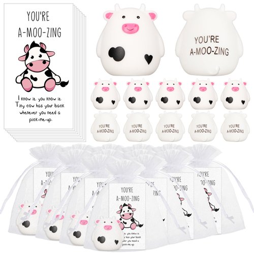 Cholemy 15 Sets Thank You Gifts Include Cow Bath Toy Inspirational You&#39;re A-Moo-Zing Cards with B...
