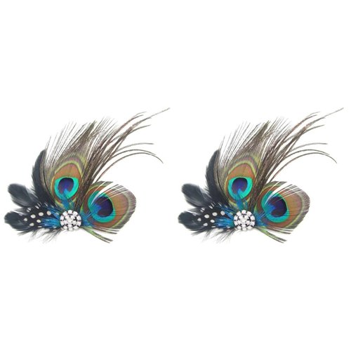 Peacock Hair Clip, 2pcs Carnival Party Hairpin, Wedding Dance Party Hair Accessory, Charming Peacock Headpiece Hair Accessories