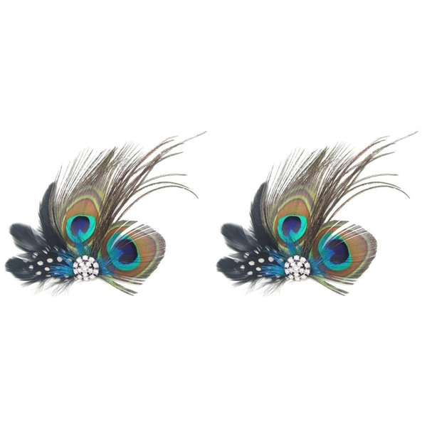 Peacock Hair Clip, 2pcs Carnival Party Hairpin, Wedding Dance Party Hair Accessory, Charming Peacock Headpiece Hair Accessories