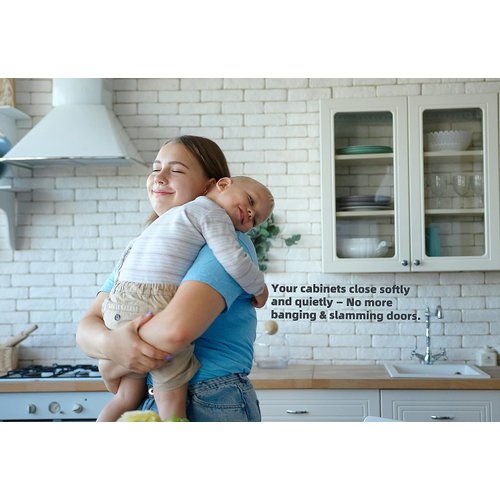 DecoBasics Kitchen Cabinet Frameless Hinges (Pack of 4), Soft Close Door Hinges, Metal Hinges for Kitchen Drawers, Cabinet Hardware, 3 Way Adjustability & Easy Installation