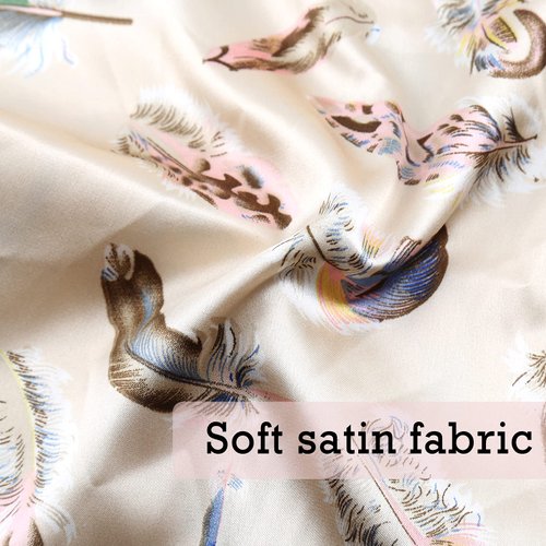 Sent Hair Extra Long Bonnet Sleeping Cap with Elastic Band, Single Layer Silky Satin Bonnet Night Sleep Cap for Women Braids/Dreadlocks/locs/Curly/Long Hair (Beige Feathers)