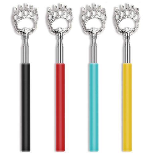 Back Scratcher, UNOOE Bear Claw Back Scratcher for Men Women [Extend to 23 inches] Extendable Retractable Back Scratcher Metal Telescopic for Itch Relief Using in Travel Home Office (4 PCS)