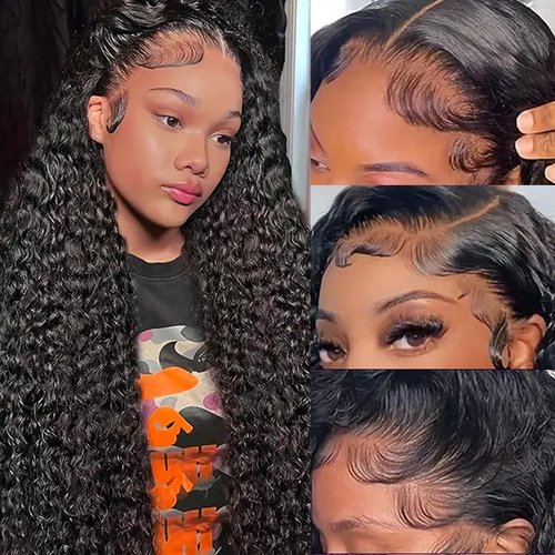 htsly 5x5 Hd Lace Closure Wigs Human Hair Water Wave 5x5 Lace Closure Wigs for Women 180 Density Curly Closure Wig Glueless Wet and Wavy Lace Front Wigs Pre Plucked Natural Black Closure Wig 24 Inch