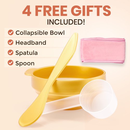 BRÜUN Jelly Mask Jar White Gold Glycolic AC AHA Peel-Off Face Care Rubber Mask | 23 fl oz Skin Care Moisturizing Gel Mask Jar Spa Set