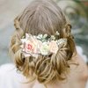 Fangsen Silver Wedding Rose Flower Hair Comb Bridal Floral Hair Headpiece for Brides and Bridesmaids (Pink)