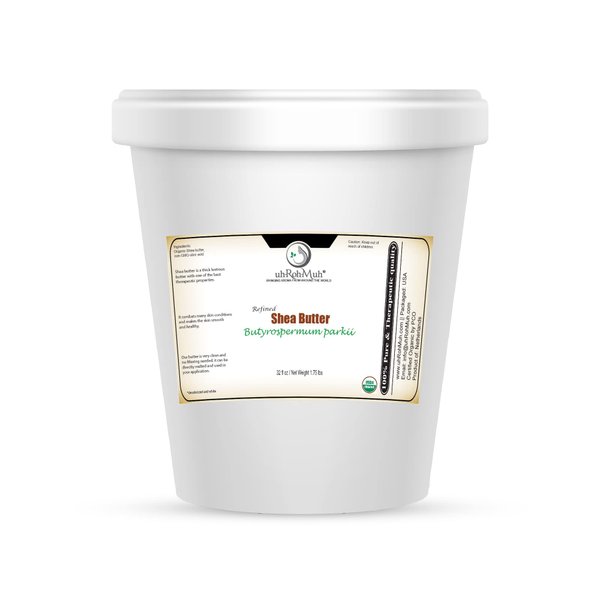 uh*Roh*Muh USDA Certified 32 fl oz Organic Shea Butter from the Netherlands | Refined, Nourishing Body Butter for Smooth and Healthy Skin (Net Wt: 0.8 kg / 1.7 lb)