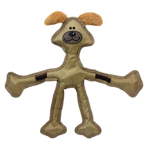 Multipet Skele Dog Rope Toy - Nylon Tug of War Dog Toy - Squeaky Dog Toy for All Dogs - Animal Dog Toy for Playing Toss & Fetch - Cute Dog Pet Toy (15", Tan)
