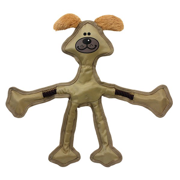 Multipet Skele Dog Rope Toy - Nylon Tug of War Dog Toy - Squeaky Dog Toy for All Dogs - Animal Dog Toy for Playing Toss & Fetch - Cute Dog Pet Toy (15", Tan)