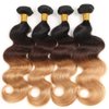 𝗜𝗻𝘀𝗤𝘂𝗲𝗲𝗻 Ombre Human Hair Bundles with Closure 100% Unprocessed Virgin Brazilian Human Hair Body Wave 4 Bundles with 4x4 Lace Closure Free Part (10 10 10 10+10#T1B/4/27)