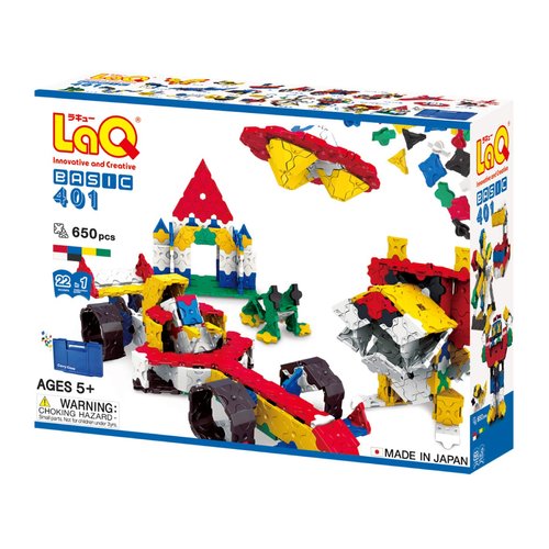 LaQ Basic 401 | 650 Pieces | 22 Models | Age 5+ | Creative, Educational Construction Toy Block | Made in Japan
