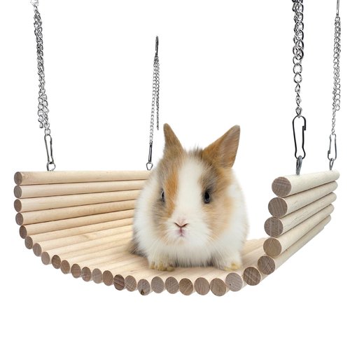 Hamiledyi Wooden Ladder Bridge Hamster Suspension Bridge Hamster Hammock Hamster Hanging Toy Small Animal Hammock Swing Small Animal Chew Toys Cage Accessories for Small Rabbit Chinchilla Guinea Pig