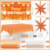 62pcs Orange Birthday Decorations Orange Happy Birthday Banner Balloons Arch Kit Star Foil Balloons Orange Birthday Backdrop Tablecloth Halloween Fall Thanksgiving Birthday Decoration Supplies
