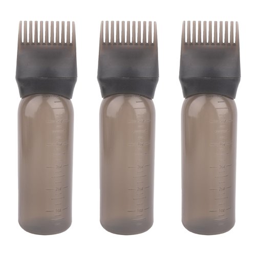 Framendino, 3 Pack 6 Ounce Root Comb Applicator Bottle with Graduated Scale for Hair Dye Clear Black