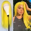 Luwigs Yellow Synthetic Lace Front Wigs Silky Straight Lace Wigs T-part for Women Replacement Wigs Heat Resistant for Cosplay Daily Wear Natural Looking 22inch