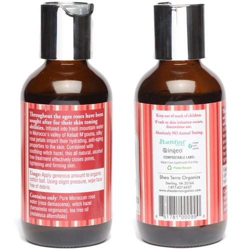 Shea Terra Organics Beauty Water, Toner & Face Mist – Damask Rose Hips & Hazel | Natural Daily Hydrating Toner with Anti-Aging Rose & Witch Hazel to Soothe & Cleanse Inflamed Skin & Fight Acne – 4 oz
