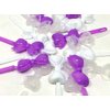 Tara Girls Super Cute Self Hinge Plastic Mulit Design Hair Barrettes Selection. 20pc white clear purple mix bow shape.