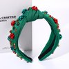 Christmas Headband for Women Holiday Christmas Accessories Beaded Xmas Bow Tree Snowflake HOHOHO Knotted Headband Red Green Crystal Pearl Top Knot Headband Festive Holiday Gifts (Xmas Bow 4)