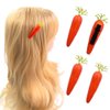 4Pcs Funny Simulated Foam Carrot Shape Hair Clips 2.5" Food Shaped Hair Clips Women Girls Hair Accessories, Carrot
