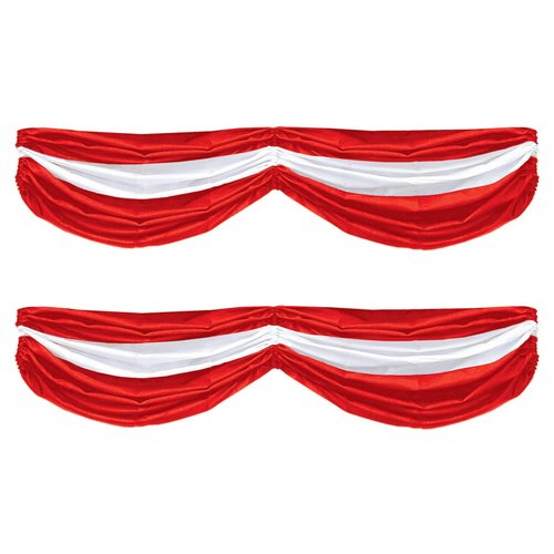 Beistle 2 Piece Red & White Polyester Fabric Buntings With Adjustable Drawstrings For Circus Theme Carnival Party Decorations