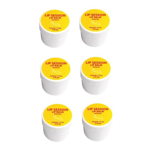 Lip Session Lip Balm (Cold Sores, Dry Chapped Lips & Fever Blisters) Banana Flavor w/Vitamin E .33 Oz. (6)