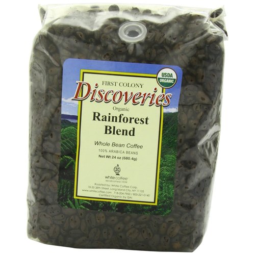 First Colony Organic Fair Trade Whole Bean Coffee, Rainforest, 24-Ounce