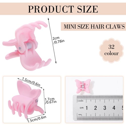 128 Pack Small Butterfly Hair Clips, 32 Colors Mini Claw Clips Hair Accessories for Toddler Baby Girls Women, Cute Hair Clips with Box Back to School Gift Halloween Christmas Gift