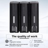 AUMIO Chamber Shower Soap Dispenser Trio Wall Mounted Shampoo and Conditioner Dispenser, Conditioner Body Wash Dispenser Set, No Drill Shampoo Dispenser for Bathroom Hotel, Black