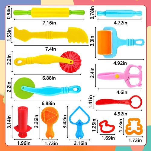 Play Dough Tools for Kids,35 Pieces Playdough Tools Set with Various Plastic Molds,Playdough Cutters,Rollers,Scissors,Dough Extruder