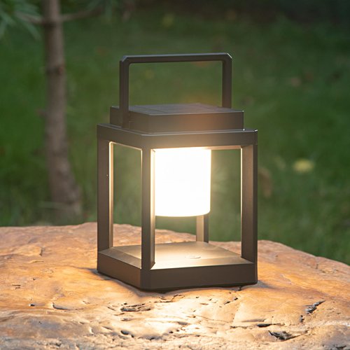 DAKAFUL Outdoor Table Lamp, Led Lamps for Nightstand, Solar Lanterns Outdoor Hanging for Patio Waterproof, Cordless Battery Operated Lamp, Rechargeable Solar Lantern for Reading, Decor, Camping