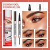 （2 Pcs）2-in-1 Microblading Eyebrow Pen With 4-Fork-Tip Brow Pen + Sealing Brow Gel, Eyebrow Makeup Pen for Natural Hair-Like Brows, Waterproof Eyebrow Pencils, Last All-Day (Light brown+Dark brown)