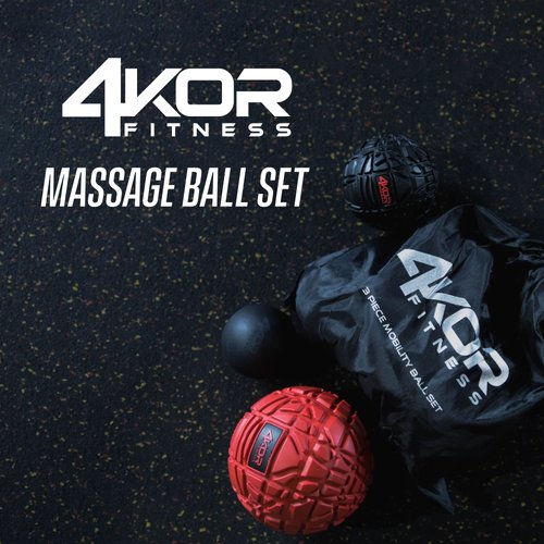 4KOR Massage Lacrosse Ball Set - Trigger Point Ball - Muscle Relief for Back, Neck, Shoulder, Foot Pain - Fitness Massage Balls - Physical Therapy for Deep Tissue Myofascial Release - Grippy Surface