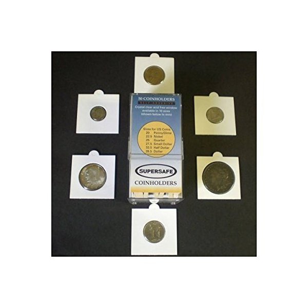 50 2x2 Self-Adhesive Cardboard Coin Holders MIX SIZES