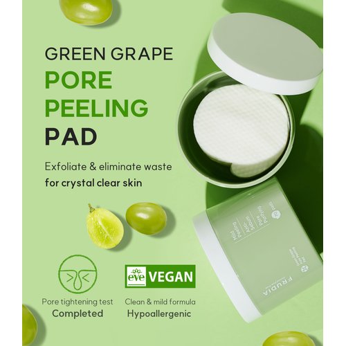 WELCOS FRUDIA Green Grape Pore Peeling Pad | Pore Minimizer Face Exfoliator Toner Pads w/GG Extract, Tannin Pore Complex & Anti Sebum P | Korean Skin Care Facial Cleansing Pads (70 Facial Pads)