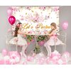 Avezano Tea Party Backdrop Floral Butterfly Glitter Let's Partea Banner Afternoon Tea Baby Shower Birthday Party Decorations 70.8 x 43.3 Inch (Pink)