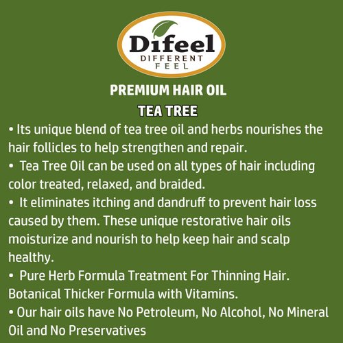 Difeel Premium Natural Hair Oil - Tea Tree Oil for Dry Scalp 2.5 Ounce 3-Pack