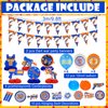 Foilswirl 40 Pcs Dart Battle Party Decorations Include 2 Gun Theme Party Banner Pennant 10 Hanging Swirl Decorations 6 Fans Honeycomb Centerpieces 10 Hanging Card 12 Target Latex Balloons for Table