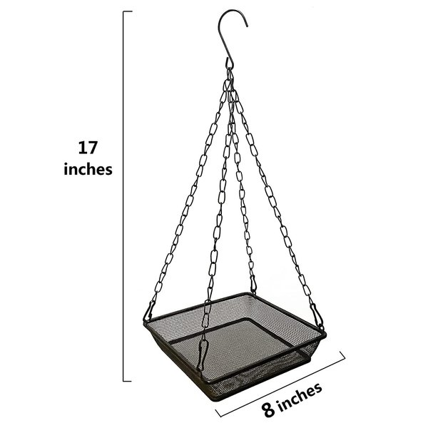 Hanging Bird Feeder Tray Platform Metal Mesh Seed Tray for Bird Feeding Outdoor Garden Decoration for Wild Backyard Attracting Birds