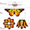 Sunlisky Kids Butterfly Wings Costume for Girls Fairy-Wings Toddler Dress Up Play Costumes Butterfly Skirt Set Mask Party Favors Gifts(Orange+skirt sets)